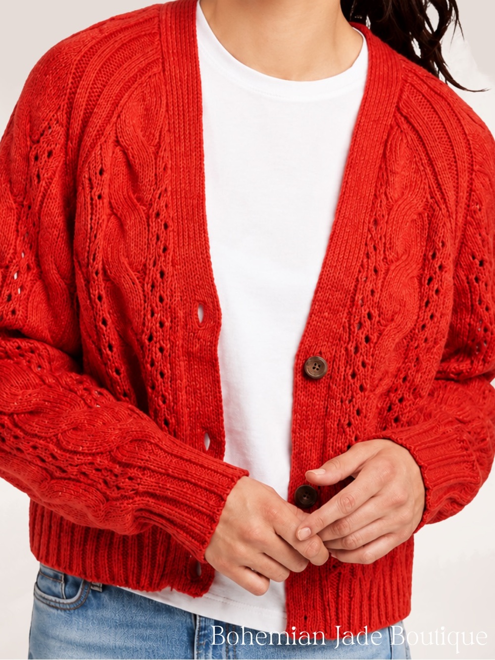 Universal Thread Orange Cable Knit Button Front Cardigan Sweater M